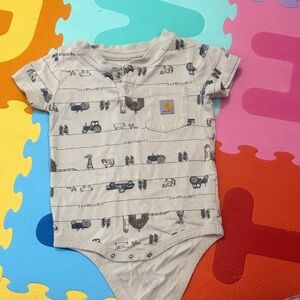 Carhartt Gray Baby Onesie with Farm Graphics